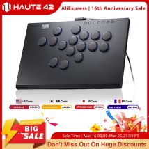 Joystick Arcade Haute42 in Lega di Alluminio, Controller Senza Leva per PC/Ps4/Ps5/Steam, Fightstick Hitbox