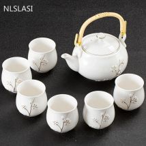7-teiliges Set, exquisite Keramik-Teesets, handgefertigte Wasserkocher, Teetassen,