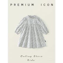 Autumn Children Girl Princess Dress Floral Printed Long Sleeve Kids Baby Girl Dress Toddler Girl Ruched Waist Stand Collar Dress