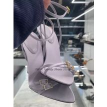 Pink Purple Silk Cross Strap Sandals For Women In Summer With Exposed Toes Sexy Slim Strap High-heeled Sandals