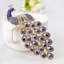 Hotsale Piękny Szafirowy Niebieski Kryształ Rhinestone Paw Broszka Biżuteria Szpilka Akcesoria