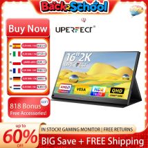 UPERFECT Monitor portátil 2.5K Pantalla HDR 16" 2560x1600 350nits 8bit QHD USB-C HDMI Segunda pantalla externa para computadora portátil Mac PC Teléfono PS4/5 Xbox Switch Steam Decks Pantalla para