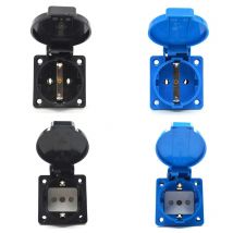 Czarny niebieski okrągły pokrowiec 50*50mm przemysł ue gniazdo zasilania prądem przemiennym IP44 europa niemcy 16A 250V uziemienie zewnętrzne wodoodporne gniazdo