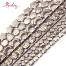 Natürliche Pyrit Lose Perlen Silber Grau Naturstein Perlen Für DIY Frau Halskette Ohrring Armbänder Schmuck Machen Strang 15"