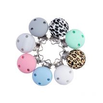 10Pcs Round Baby Pacifer Clips 35mm Silicone Teether Clip DIY Baby Dummy Chain Nipple Holder Soother Teething Toy Accessories