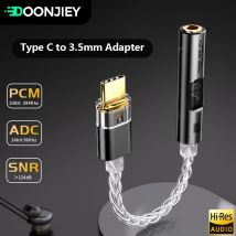32Bit 384Khz HiFi Typ-C auf 3,5mm Digital Audio Adapter DAC USB C 3,5 Jack Kopfhörer kopfhörer Audio Konverter Decoder Kabel