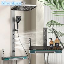 Back Spray Piano Digitales Badezimmer-Duschsystem Heiß-Kalt-Badezimmerarmaturen Regenduschkopf Graues thermostatisches digitales Duschset