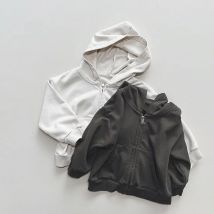2025 nuova primavera bambini giacca casual con cappuccio solido ragazzi felpa con cappuccio in cotone ragazze cappotto con cerniera top per bambini vestiti per bambini