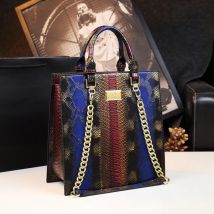 2025, neue Rindsleder Frauen Handtaschen Mode Weibliche Kette Serpentin Tragbare Einkaufstasche Damen Schulter Messenger Taschen Luxus