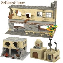 Opuszczone zniszczone budynki MOC WW2 Pubg Baza wojskowa DIY Sceny Zestaw klocków Części dla