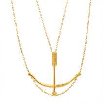Trendy Edelstahl Gold Farbe Pfeil und Bogen Anhänger Bogenschütze Halskette für Frauen Doppel Kette Halskette Schmuck