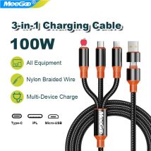 MeeGoo 3-in-1 USB-Kabel |   Universelles 5A-Schnellladen für iPhone 15, Samsung, Huawei und alle Android-Telefone, mehrere USB C2026