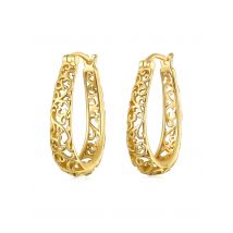 BAMOER 18 Karat vergoldete filigrane Creolen aus 925er Sterlingsilber, Vintage-Rebe-Ohrringe für Damen, edler Schmuck, originelles Design