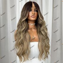 250Density Balayage Body Wave Human Hair V Part Wigs 1x4 2x4 Machine Made U Shape Wigs for Women Highlight Blonde Brazilian Hair