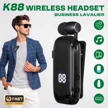 K88 Lavalier Business Cuffie Bluetooth 5.4 Tempo di conversazione/musica 20 ore, display digitale a LED, auricolari wireless con cancellazione del rumore