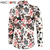 Casual 3D Playing Cards Printed Shirt Men Fashion Design Long Sleeve Basic Camisas Hombre Luxury Party Male Floral Blouse Shirts