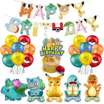 Pikachu Compleanno Pokemon Decorazioni per feste Pikachu Palloncini foil Stoviglie usa e getta Piatto Tovagliolo Banner per forniture per feste per ragazzi