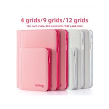 Premium Zipper 4/9/12 Pocket PU Card Binder - Aesthetic Pink & White Album for Pokemon Cards, Game Collection & Fan Photos