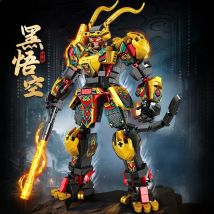 593PCS Schwarz Goku Bausteine Affe König Krieger Mech Spiel Peripherie Spielzeug Puppe für Kinder Jungen Erwachsene Geschenk