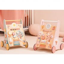 Robotime Robud andador de madera con ruedas Montessori, juguetes de empuje para bebés aprendiendo a caminar, andadores para bebés, centro de actividades