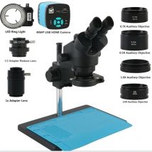 Microscopio Trinocular estéreo con Zoom continuo 3,5X-90X 48MP 55MP 24MP 4K 2K 1080P HDMI VGA USB cámara Digital lente objetivo CTV