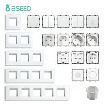 Bseed 1 / 2 / 3gang 1 / 2 interruptor de botón mecánico parte enchufe de pared tecla de función DIY marco de vidrio parte combinación gratuita de blanco