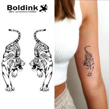 Clash of Tigers Temporary Tattoo,Lasts To 15 Days New Technology Magic Waterproof Semi Permanent Sticker.