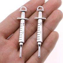 10pcs Charms Doctor Nurse Syringe Thermometer Stethoscope Antique Silver Color DIY Crafts Making Findings Handmade Jewelry