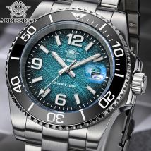 ADDIESDIVE 48mm Orologio da sub Moda Sfumatura di colore Lunetta girevole Orologi al quarzo Luminoso 200m Orologio da uomo impermeabile in acciaio inossidabile