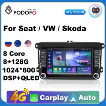 Podofo-Radio con GPS para coche, reproductor Multimedia con Android 11, 7 pulgadas, 2Din, WIFI, voz IA, 8 + 128G, para VW, Volkswagen, Golf, Polo, PASSAT, Skoda
