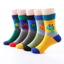New 5 Pairs Children's Socks Spring Autumn Cotton Cartoon Dinosaur Boy Socks 3-15 Year Girl Socks