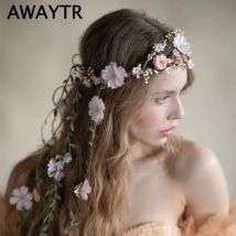 AWAYTR Frauen Mädchen Reben Blume Stirnband Braut Blume Crown Haarband Haar Zubehör Hochzeit Party Frühling Neue Kranz Headwear