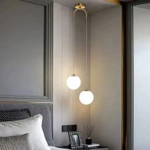 Nowoczesne szklane lampy wiszące LED Nordic salon oprawy do sypialni oświetlenie wewnętrzne