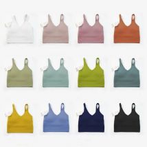 Womens U Back Sports Bra - Scoop Neck Padded Low Impact Yoga Bra Workout Crop Top with Built in Bra