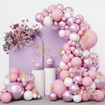 Arco di palloncini a farfalla Bianco Rosa Coriandoli Palloncini in metallo Set Ragazza Compleanno Decorazione Forniture per feste Matrimonio Globos Baby Shower
