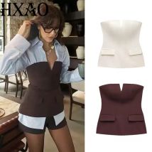 HXAO Sexy Korsett-Tops 2025, Damen-Frühlings-elegante kurze Tank-Tops, modisch, lässig, ärmellos, rückenfrei, Röhrenoberteile für Damen