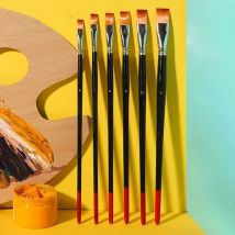 Erschwinglicher 6er-Set mit flachem Kopf, zweifarbigem Nylon-Pferdehaar, Gouache, Aquarell, Haselnussform, Acryl-Ölgemäldepinsel für Künstler