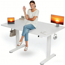 Seang Schreibtisch Höhenverstellbar Elektrisch 160x80cm, Höhenverstellbarer Schreibtisch 3 Memory-Funktion mit  und 2 Haken