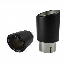 Car Matte Carbon Fiber Muffler Tip Exhaust System Pipe Mufflers Nozzle Universal Crimping Stainless steel Silver