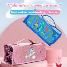 Kawaii tragbares Tragetaschen-Set mit großer Kapazität, enthält farbiger Stift, Markierungsstift, Zeichnung, Graffiti-Briefpapier, gutes Geschenk für Kinder