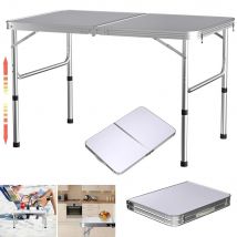 Tavoli pieghevoli da picnic da 3 piedi/90 cm, altezza regolabile portatile pieghevole in alluminio leggero per barbecue da campeggio, 90x60x37/67 cm