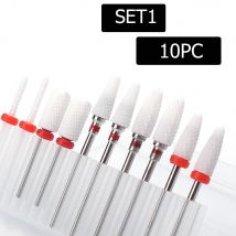 10pc Nagel Bohrer Set Keramik Fräser Kit Elektrische Maschine Maniküre Bits Rotary Grat Häutchen Werkzeuge Zubehör
