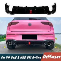 Hinten Stoßstange Diffusor Für VW Golf 8 MK8 GTI R-linie 2020-2023 Spoiler Splitter Schwarz Körper kit Auto Außen Tuning Zubehör ﻿