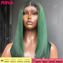 1B Green Colored Short Bob Wigs 180 Density 13x4 Lace Front Human Hair Wig For Black Women PrePlucked Brazilian Straight Bob Wig