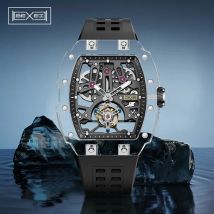 BEXEI Luxus K9 Kristall Tourbillon Mann Uhr Manuelle Skeleton Mechanische Fliegende Tourbillon Uhrwerk männer Armbanduhr Vintage 9127