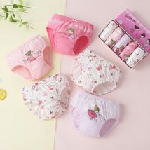 5-Piece Girls Panties Cotton Washable Children Underwear Briefs Cartoon Princess Pattern Comfy and Cozy Kids Triangle Underpants