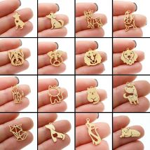 5Pcs/Lot Stainless Steel Cute Dachshund Charms For Jewelry Making Pet Dog Cat Pendant Heart Necklace Charm Diy Girl Trinket