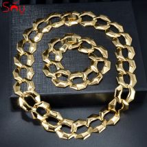 Punk Luxus Dubai Halskette Armband Schmuck Set für Frauen Männer 18 Karat vergoldet Kupfer runden Schmuck Set Hochzeitstag Geschenk