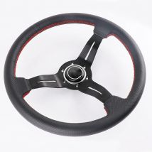 Neueste Universal Racing Lenkrad 14 Zoll 330 MM Große Konkave Leder Lenkrad Auto Modifikation Zubehör ﻿