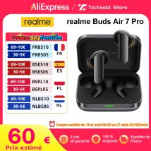 Versión Global realme Buds Air 7 Pro Auriculares Inalámbricos 53dB Cancelación de Ruido en Tiempo Real Bluetooth 5.4 Hasta 48 Horas de Reproducción